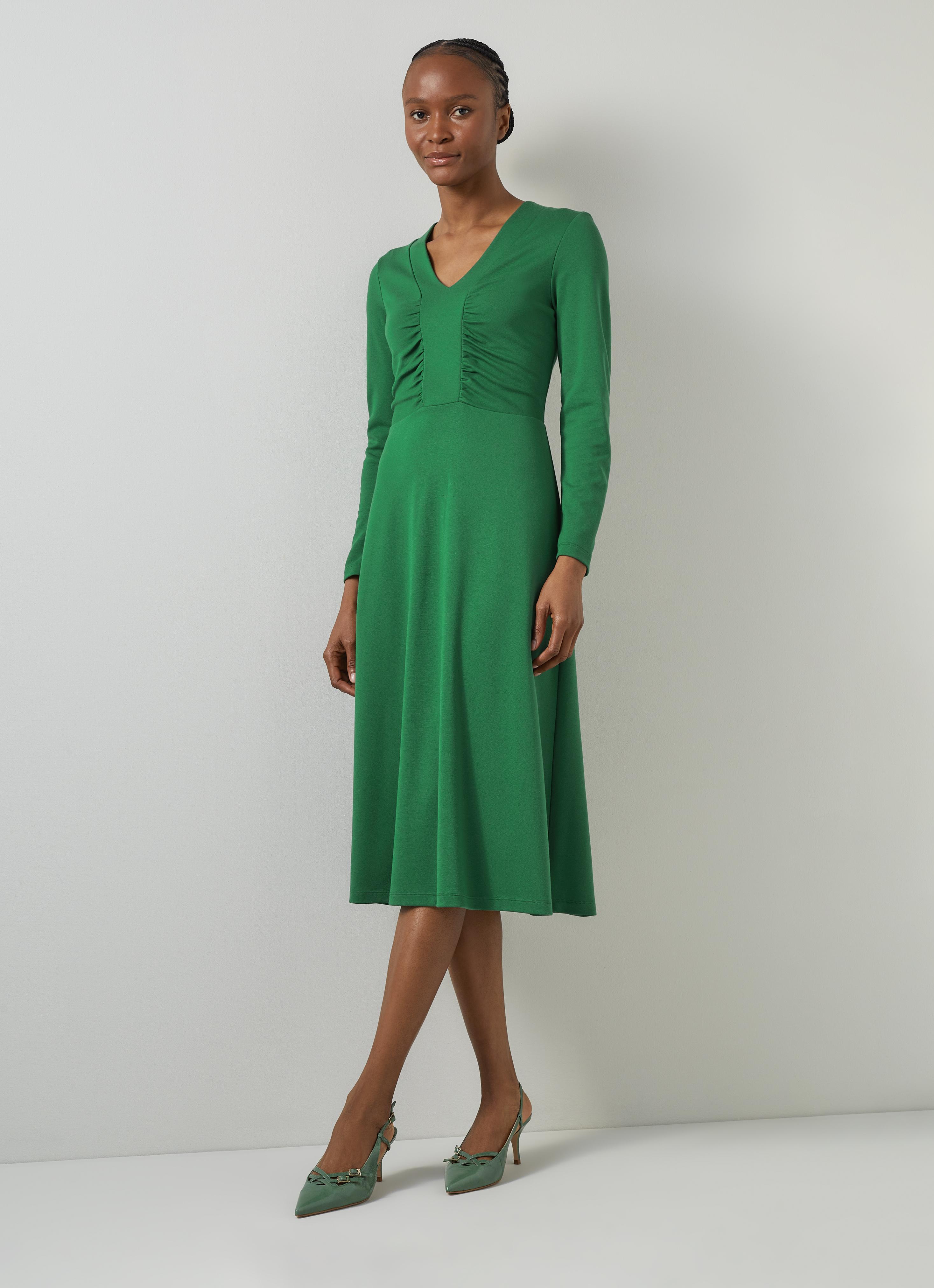 Lacey Verdant Green Gathered Bust LENZING™ ECOVERO™ Viscose Midi